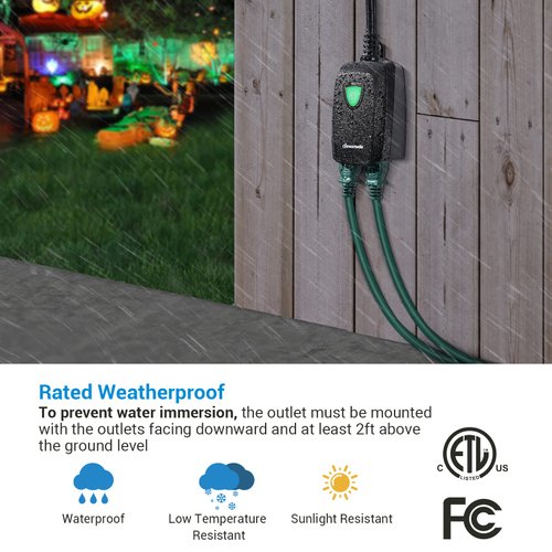 DEWENWILS Outdoor Light Timer with Remote, ON/Off Repeat Cycle Outlet, Waterproof 100FT, Plug in Digital Timer for Holiday String Light, 1/2 HP, 15A, ETL Listed