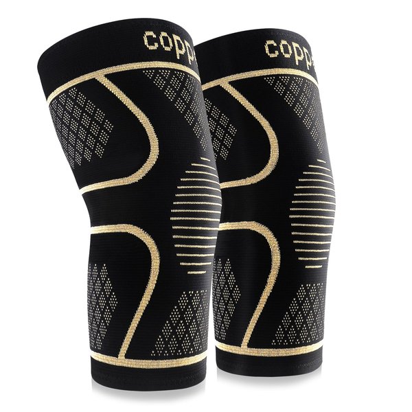Copper Knee Braces for Knee Pain Women and Men (2 Pack), Knee Compression Sleeve for Arthritis, ACL, Meniscus Tear, Joint Pain Relief, Knee Support for Working , Running, Weightlifting, Fitness(M)