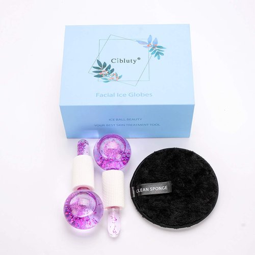 CIBLUTY ICE Beauty Balls for Facial, 2PCS Purple Facial Roller for Cold Facial Massage Face Roller Balls with Anti-Freeze Liquid to Reduce Puffiness, Pores, Wrinkles…