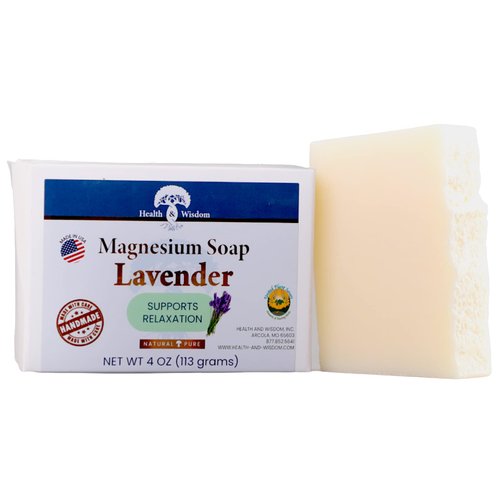 Health and Wisdom Magnesium Soap Bar - Bar Soap, Magnesium Body Wash, All Natural Soap Bar, Magnesium Bar, Magnesium Shower, Magnesium Oil, Bath Soap Bars, Lavender Soap Bars - Lavender, 4 Ounce