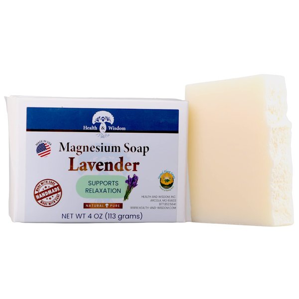 Health and Wisdom Magnesium Soap Bar - Bar Soap, Magnesium Body Wash, All Natural Soap Bar, Magnesium Bar, Magnesium Shower, Magnesium Oil, Bath Soap Bars, Lavender Soap Bars - Lavender, 4 Ounce