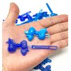Tara Girls Super Cute Self Hinge Plastic Mulit Design Hair Barrettes Selection. 20 pc blue mix color bow shape.