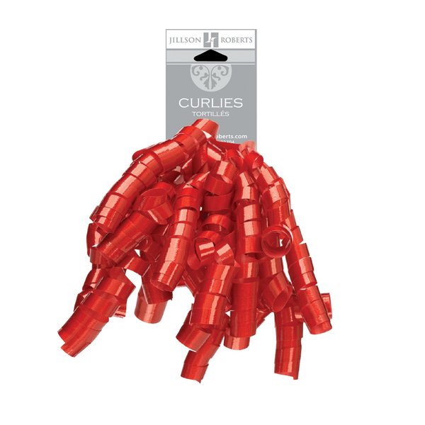 Jillson Roberts 6-Count Self-Adhesive Curly Bows Gift Wrap Accessory Available in 10 Color Combinations, Lipstick Red