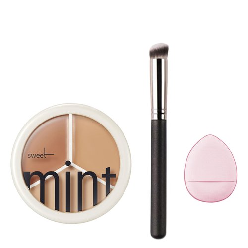 Beauty Lust Tri Color Concealer, Tri-Color Concealer Palette Of Covers Acne Marks Dark, 3 Steps to Face Sculpting Tricolor Concealer, Sweet Mint Concealer Waterproof Long Lasting (1PCS)
