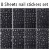 8 Sheets Metallic Silver Stars Nail Stickers 3D Sun Star Nail Decals Holographic Sun Stars Moon Starlight Glitter Gold Silver Designs DIY Luxury Manicure Sliders Decorations for Women Girls