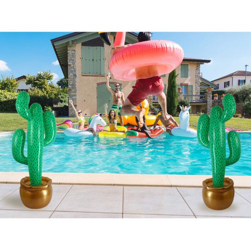 GiftExpress 2 Pack Inflatable 36" Cactus Prop Décor for Mexicano Fiesta Theme Party Decorations, Cinco De Mayo Prop, Hawaiian Pool Party, Desert Western Cowboy Theme Party (36" - 2 Pack)