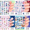 Nail Art Stickers, 12 Sheets Cute Cartoon 3D Nail Self-Adhesive Sticker Designs, Kawaii Nail Sticker for Women Kids Girls, Cute Anime Nail Transfer Decals Supplies, DIY Resin Nail Decal