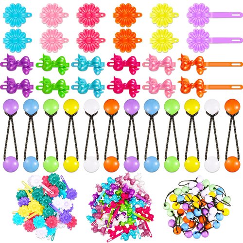 100 Pcs Self Hinge Hair Barrettes for Girls, Hair Knockers for Girls, Plastic Hair Barrettes Baby Girl Barrettes 80s 90s Flower Bow Cartoon Design Hair Pins for Baby Girls Toddlers(Cool)