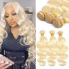 613 Blonde Body Wave Hair Bundles 12"14" 16" 300g 12A Grade Brazilian Virgin Body Wave Human Hair 3 Bundles 100% Unprocessed Virgin Remy 613 Blonde Hair Weave Bundles