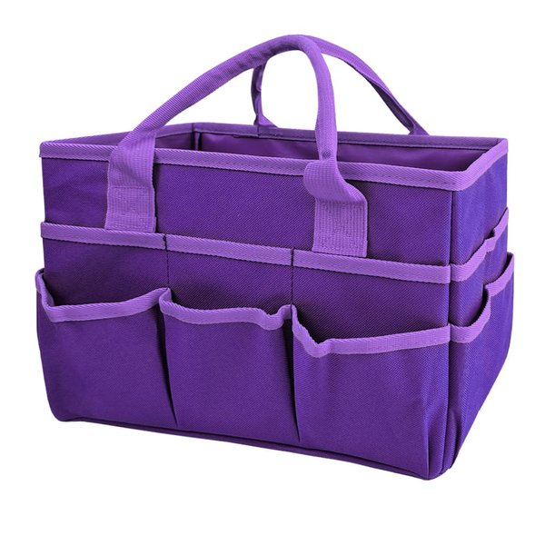Mewise Teacher Handle Tote Bag Organizer,Tote Bag Organization for Crafts,Art,Paper,Books,School,Sewing,Travel with Handles,Ofiice Supplies Storage (Purple)