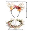 GRAFARMI 2 Pack Floral Deer Antlers Crown Headband Reindeer Antler Flower Hair Hoop Flower Hair Accessories for Brides Women Girls Valentine's Day Weddings Graduation Party Supplies