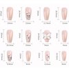 Press on Nails with Designs Medium Length, Coffin Shape Full Cover Reusable False Nails with Glue, Stick on Nails with Chrome Butterfly, Artificial Acrylic Fake Nails for Women, Glue on Nails Square