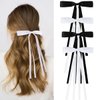 NYXXZ Bow Hair Clips for Girls, 4Pcs Tassel Bow Long Tail Hair Clips Ribbon Bowknot Hair Bow, Women's Hair Clips Ribbon Hair Ties Barrettes Hair Accessories (Black and White)