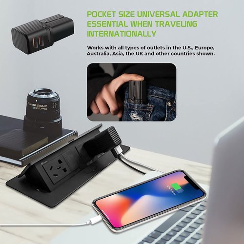 Dual Universal USB Adapter Works for Asus ZenFone Selfie for Worldwide Power and Travel Between US/EU/CN/AUS/NZ/UK
