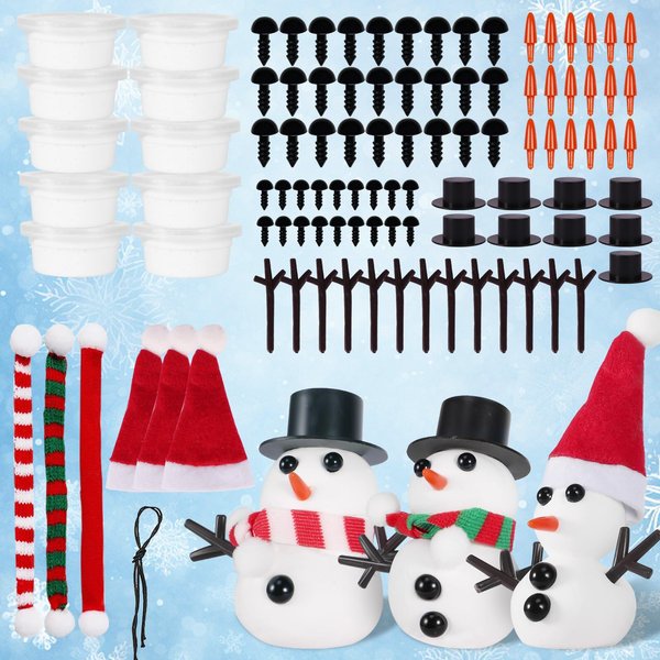 LDIWEE 10 Pack Christmas Stocking Stuffers for Kids, Build a Snowman Kit Snowman Crafts, White Molding Clay DIY Kit Holiday Gifts
