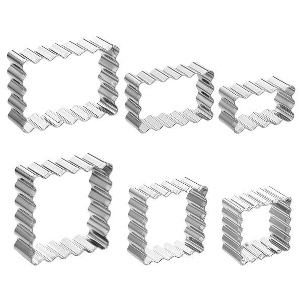 6 Pcs Square Cookie Cutter, Wavy Rectangle Cookie Cutter Reusable Cookies Mold with Jagged Edge Design for a Special Event Holiday Everyday Treat