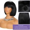 YYHR Short Bob Wig With Bangs 10" Light Yaki Straight Synthetic Hair Wigs Cut Short Black Bob Wigs With Bangs Daily Costume Wig Hair Replacement Wigs Heat Resistant (10 Inch,1B)