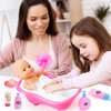 G.C Baby Doll Bath Set Toys with Bathtub & Unicorn Float & Bathrobe Feeding Caring Doll Accessories Toys Playset Toddlers Pretend Play Gifts for Girls Kids 3 4 5 6+ Years Old