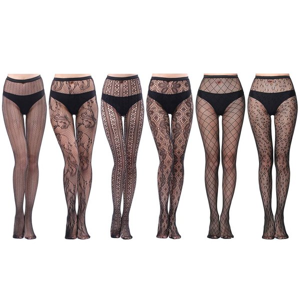 HOVEOX 6 Pairs Lace Patterned Tights Fishnet Floral Stockings Small Hole Pattern Leggings Tights Net Pantyhose
