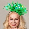Kilshye St Patricks Day Headband Green Light Up Shamrock Headpeice Sequin Bow Headbands Irish Costume Hair Accessories for Women and Girls