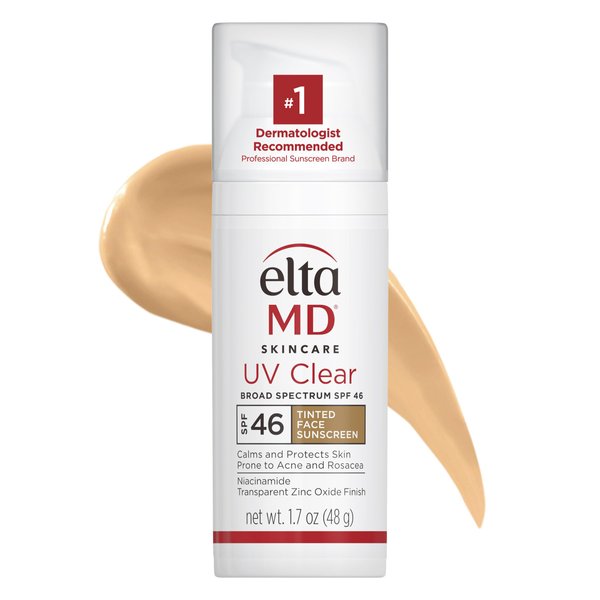 EltaMD UV Clear Tinted Face Sunscreen, Oil- Free Tinted Sunscreen with Zinc Oxide, Dermatologist Recommended Sunscreen, 1.7 oz Pump