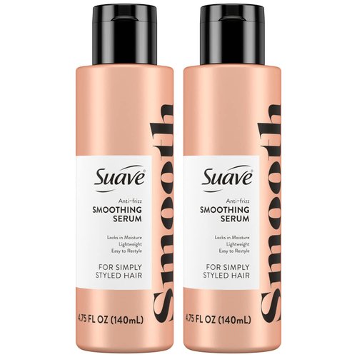 Suave Simply Styled Hair Smoothing Serum – Anti-Frizz Hair Serum, Anti-Humidity, 24H Frizz Control for Smooth & Sleek Hair, 4.75 oz (Pack of 2)