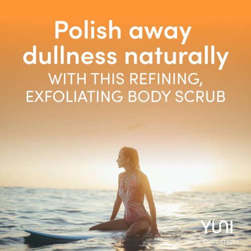 YUNI Beauty Face & Body Scrub (4oz) Glow with the Flow Exfoliating Wash for Glowing Skin - Exfoliate & Energize - Improve Dry, Dull Skin - All Natural, Paraben-Free, Cruelty-Free