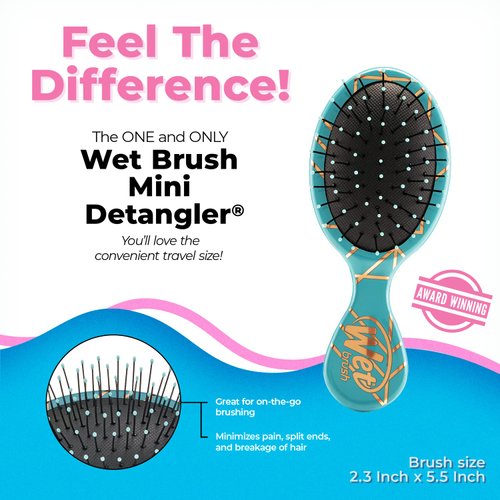 Wet Brush Squirt Detangler Hair Brushes - Free Spirit, Ocean - Mini Detangling Brush with Ultra-Soft IntelliFlex Bristles Glide Through Tangles with Ease - Pain Free Comb for All Hair Types