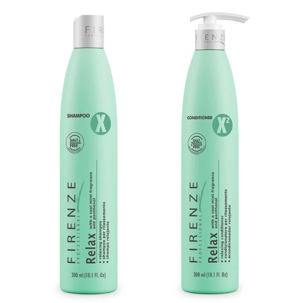 Firenze Professional Relax Shampoo and Conditioner Bundle with cool mint and panthenol, Includes Gift Bag