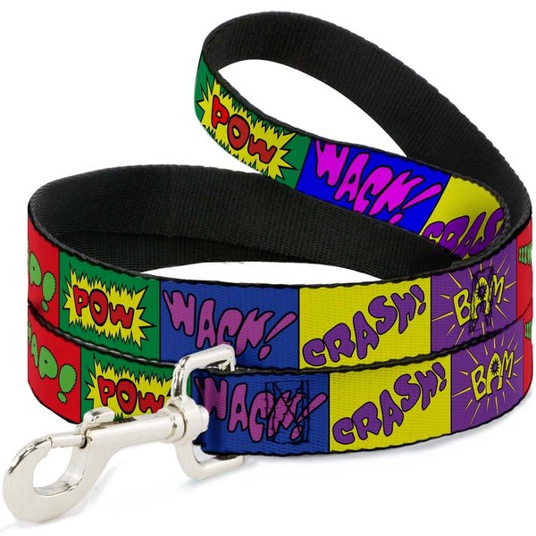Buckle-Down Pet Leash - Sound Effect Blocks Multi Color - 4 Feet Long - 1" Wide