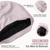 Hat Hut 100% Mulberry Silk Lined Sleep Cap Pure Silk Bonnet for Curly Hair Wrap Bonnet for Sleeping Silk Lined Slouchy Beanie (Pink)