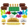 Feleph Treasure Accessories Money Building Blocks Set Jewel Chest, Gems Diamonds, Bullion Gold Tile Silver Bar, Power Crystals, Coins, Goblet, 100 Dollar Bill Cash Toy Brick