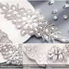 5 Pcs Crystal Rhinestone Applique Silver Wedding Applique Iron on Rhinestone Sash Applique Rhinestone Hair Applique for Bridal Wedding Dress Clothes Shoes(Exquisite Style)