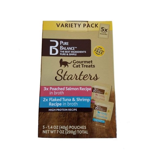 Pure Balance Gourmet Cat Treats Variety Pack Poached Salmon Flaked Tuna and Shrimp Recipe