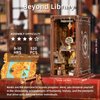 CCCDF Book Nook Kit, DIY Miniature Dollhouse Library House Kit for Adult and Teens, 3D Wooden Puzzle Bookends Bookshelf Insert Decor Model Build with Sensor Led Light (Beyond Library)