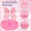 9Pcs Pink Bow Party Honeycomb Centerpieces Decorations, Pink Bow Coquette Birthday Decorations, Pink Bow Paper Cutouts Coquette Party Supplies for Bridal Engagement Bachelorette Wedding Party Decor