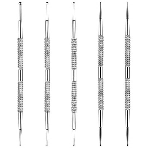 5-pcs Dual-Ended Pen Tool Double Head Nail Art Dotting Pen Stainless Steel Nail Painting Pen DIY Decoration Dotting Pen