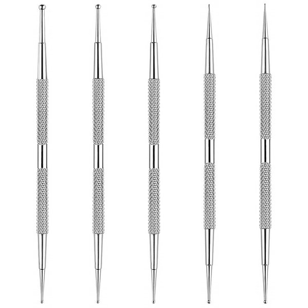 5-pcs Dual-Ended Pen Tool Double Head Nail Art Dotting Pen Stainless Steel Nail Painting Pen DIY Decoration Dotting Pen