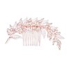 fxmimior Wedding Flower Leaf Silver Gold Hair Comb Bridal Hair Accessories for Bride and Bridesmaids Navy Blue Wedding Hair Piece Women Crystal Hair Clip Hair Jewelry for Wedding,Party and Prom (Rose gold)