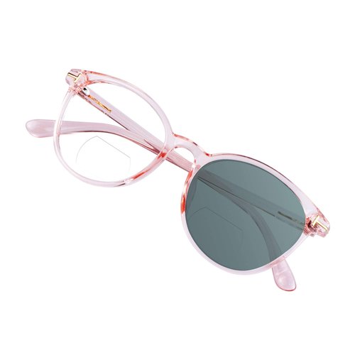 VisionGlobal Bifocal Reading Glasses Photochromic Dark Gray Sunglasses, Classic Retro Oval Eyewear Reduce Fatigue (Up+0.75/Down+3.25)