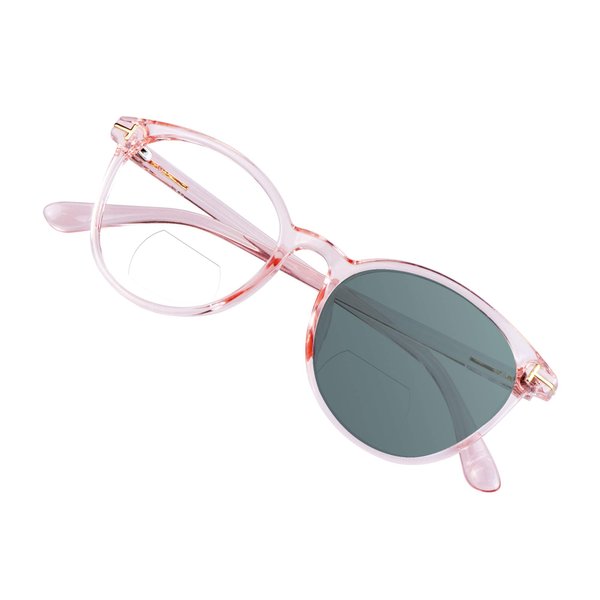 VisionGlobal Bifocal Reading Glasses Photochromic Dark Gray Sunglasses, Classic Retro Oval Eyewear Reduce Fatigue (Up+0.75/Down+3.25)