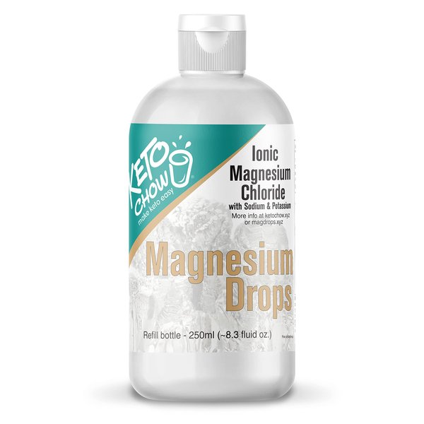 Keto Chow Ionic Magnesium Chloride Supplement Drops | Provides Magnesium, Eletrolytes & Trace Minerals The Body Needs | Sourced from Utah's Great Salt Lake | On The Go Container | 250ml Refill