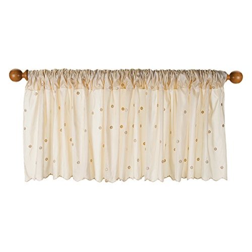 Glenna Jean Maddie Embroidery Window Valance, Mocha Dot, 70" x 23"
