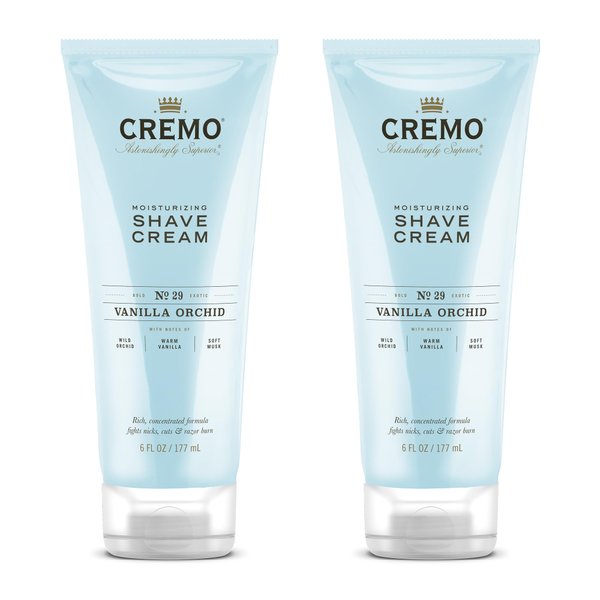 Cremo Vanilla and Orchid Moisturizing Shave Cream, Astonishingly Superior Ultra-Slick Shaving Cream for Women Fights Nicks, Cuts and Razor Burn, 6 Fl Oz (2 Pack)
