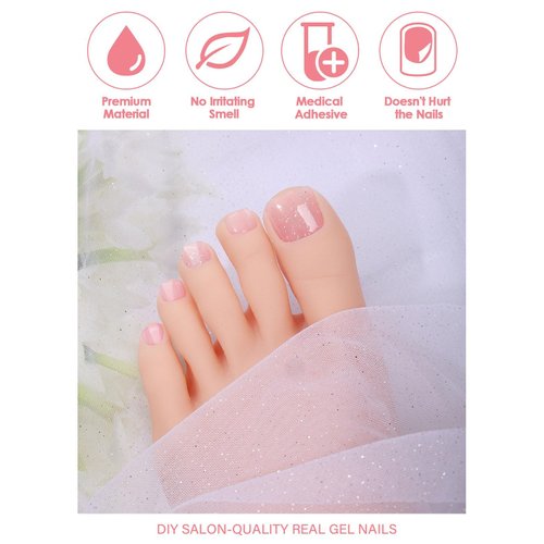 EBANKU Gel Toe Nail Stickers Cured Gel Nail Strips for Toes Gel Toenail Strips Nail Art Wraps Long-Lasting Toe Gel Nail Polish Wraps Gel Nail Art Stickers for Toes UV/LED Lamp Required (Gradient Pink)