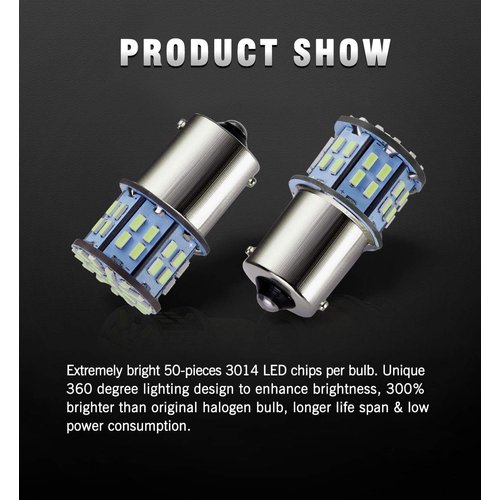 Antline 1156 1141 1003 7506 BA15S LED Bulbs Cool White 20-Packs, Super Bright 3014 50-SMD LED Replacement for 12 Volt RV Camper Trailer Boat Trunk Interior Lights