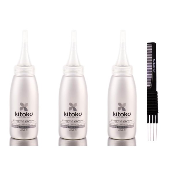 yper Asp Kitoko Age Prevent Scalp Tonic Leave-in Treatment (2.5 oz) with Teasing Comb Pack 3