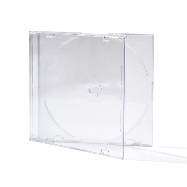 Maxtek Ultra Thin 5.2mm CD DVD Blu-Ray Clear Slim Jewel Case with Built in Frost Clear CD Tray, 25 Pack.