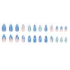 RikView Blue Press on Nails Long Fake Nails Almond Acrylic Nails Glossy Full Cover Nails 24 PCs/Set