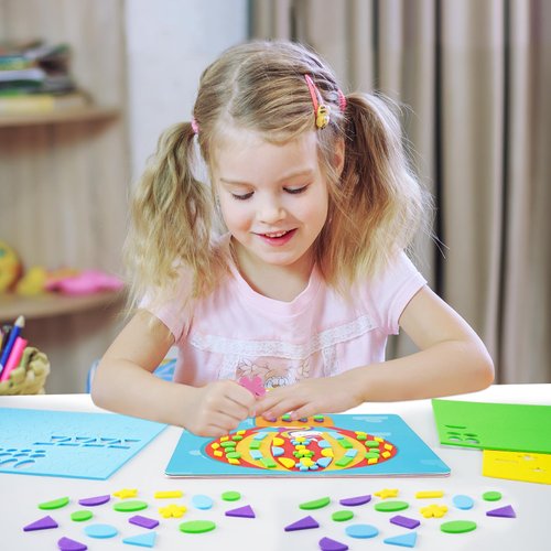 AluAbi Foam Stickers Art Craft for Kids, No Mess Toddler Art Activity - Fun with Foam Rainbow & Sunflower,Children Travel Toys,DIY Mosaic Sticker Art Craft Kits,Gifts for Boys & Girls Ages 3 4 5 6 7 8